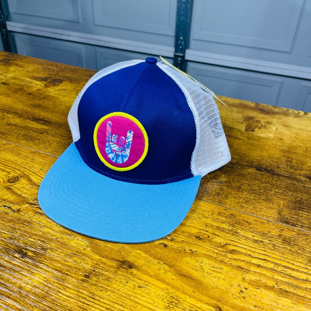 Cabana Life Trucker Hat Unisex OSFM Blue New Rock On Tie Dye Snapback Cap